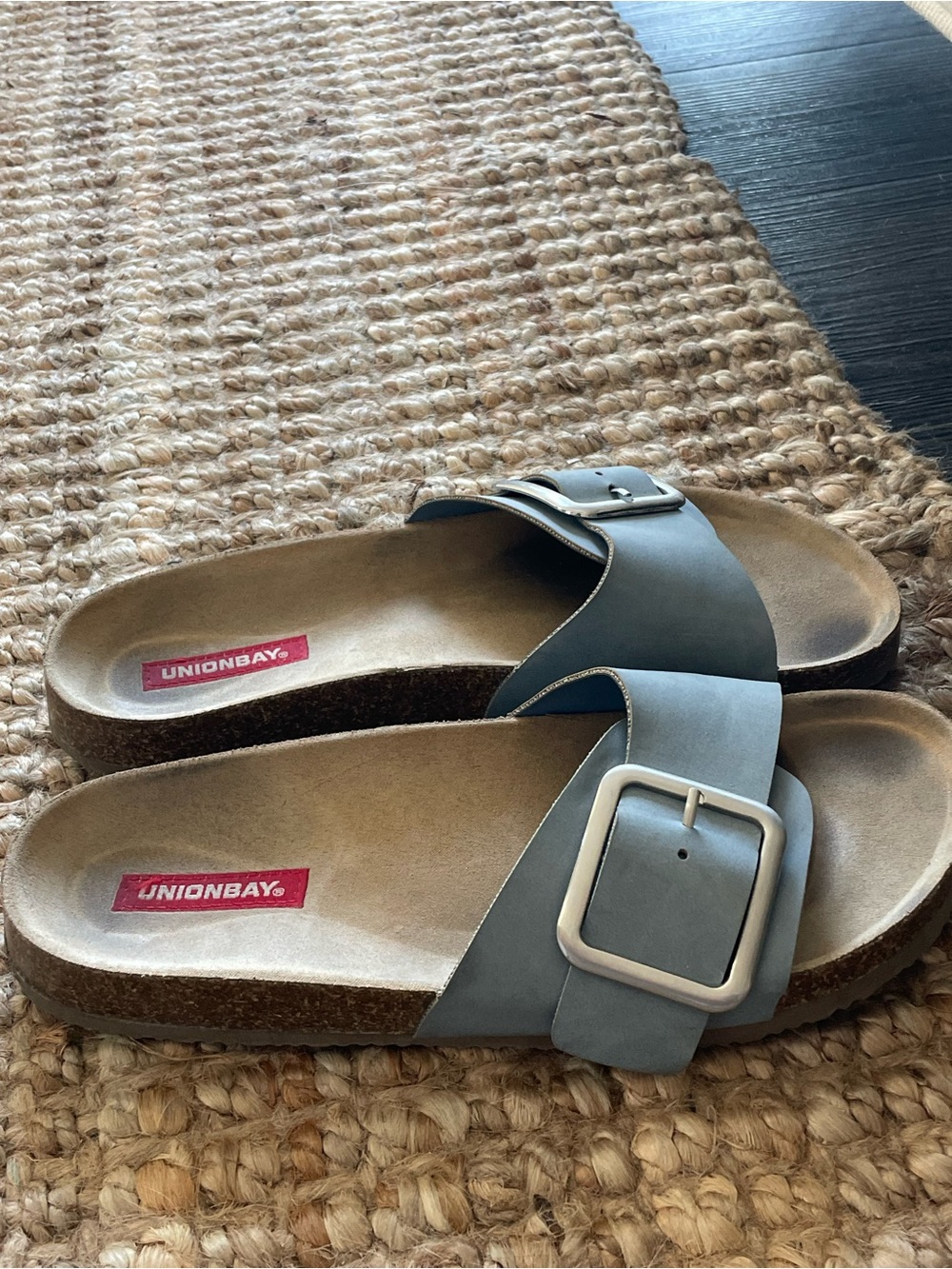 Women's powder Blue Buckle Slide Sandals suede blue gal - Picture 3 of 3